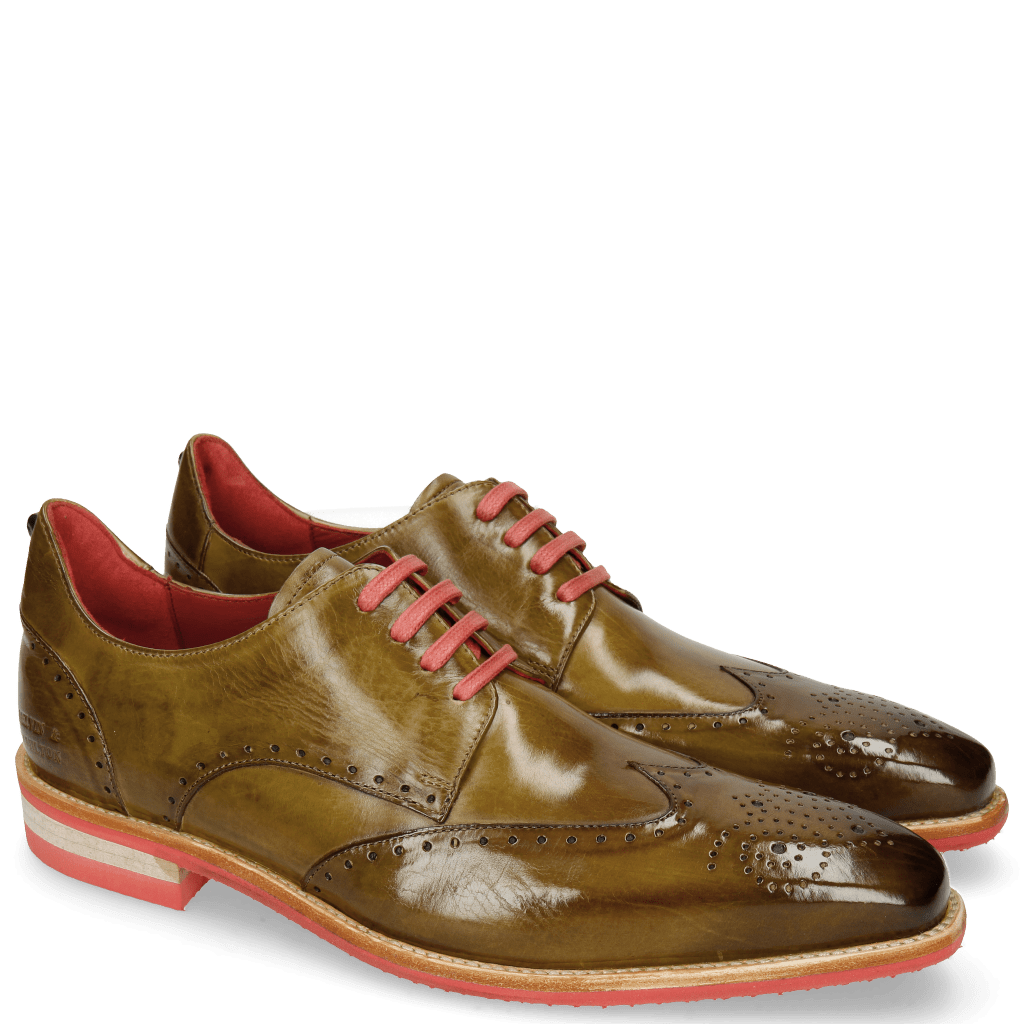 Derby schoenen Dave 2 Olive Rivets Skull