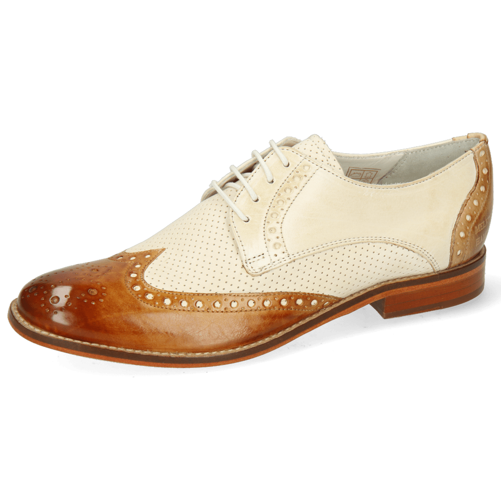 Derby schoenen Amelie 3 Vegas Tan Nude Sand Vegas Perfo White