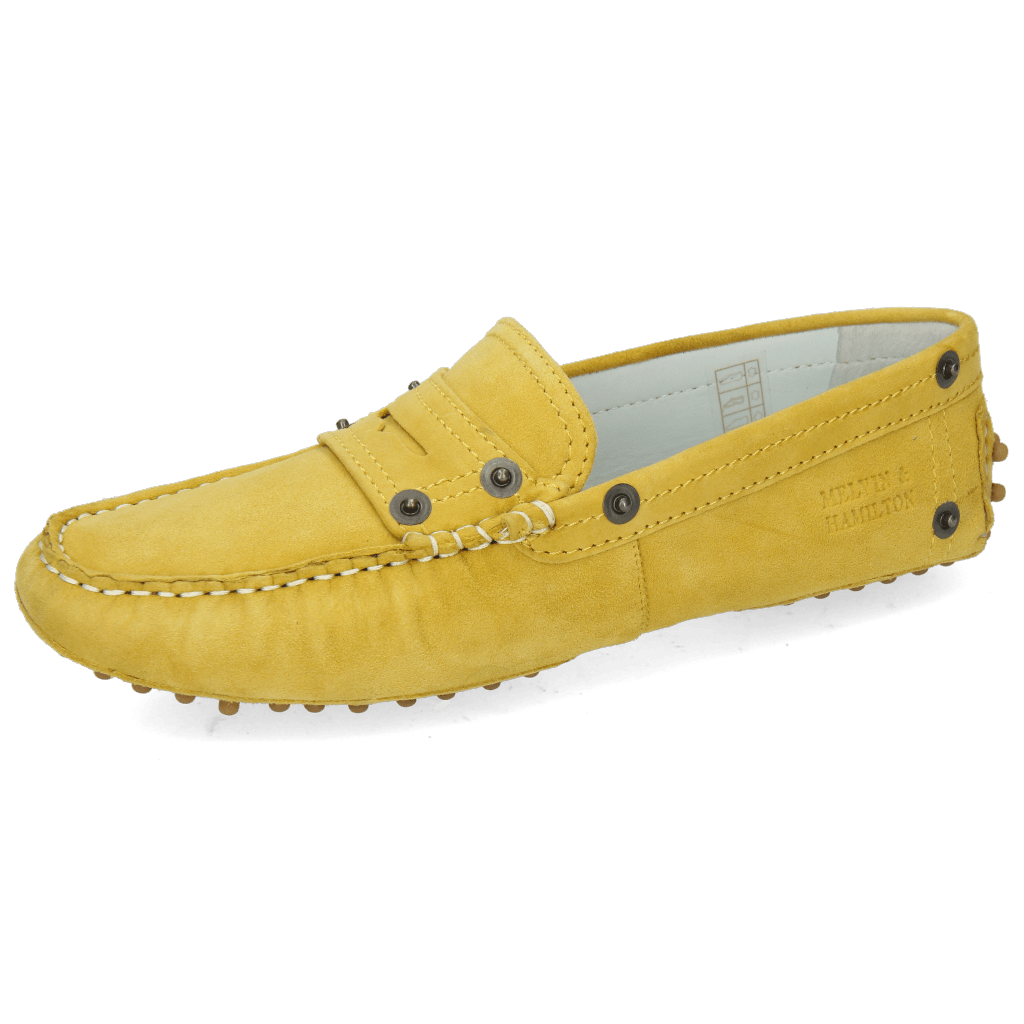 Loafers Caroline 1 Goat Suede Yellow Dots